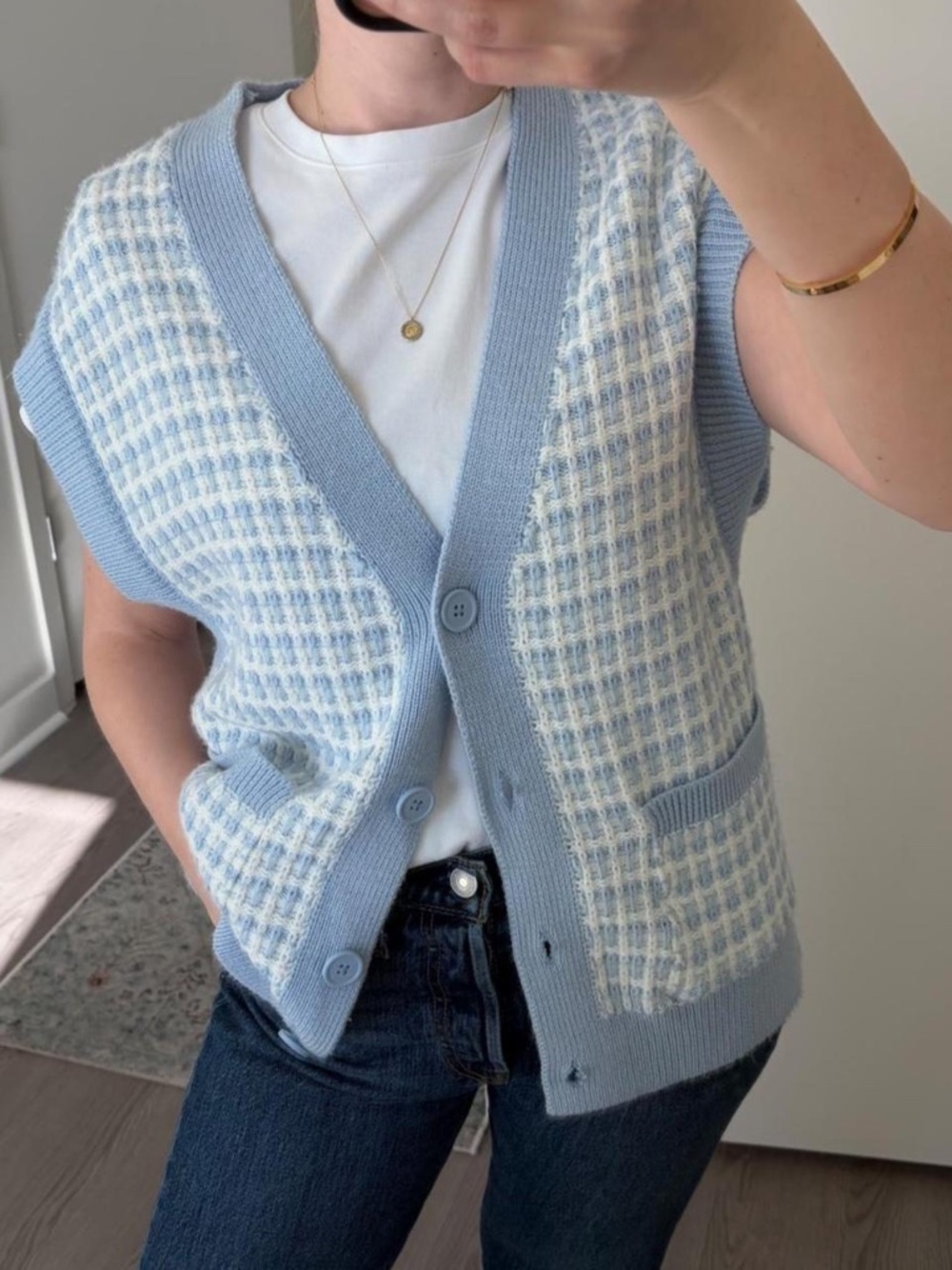 Maeve Women's Blue and White Vest